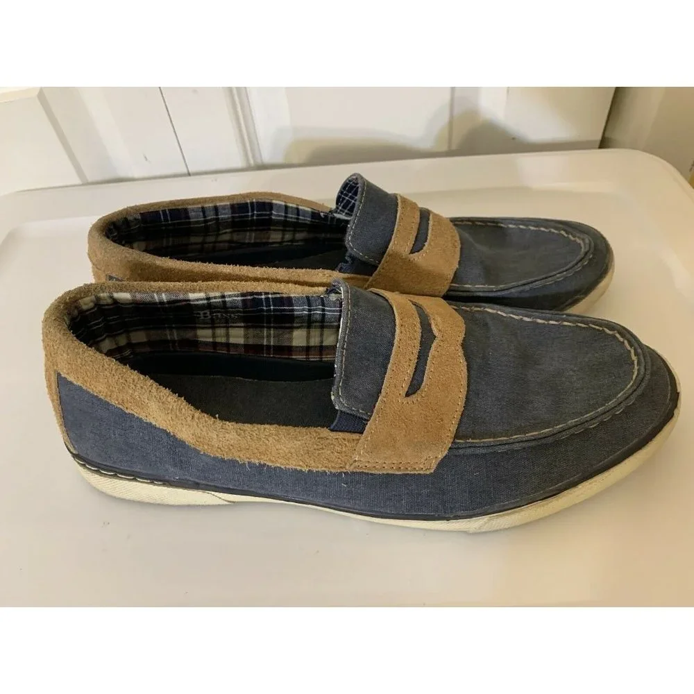 G H Bass Olsen Penny Loafer Shoe Men’s Sz 10 1/2 M‎ Blue Tan Slip On